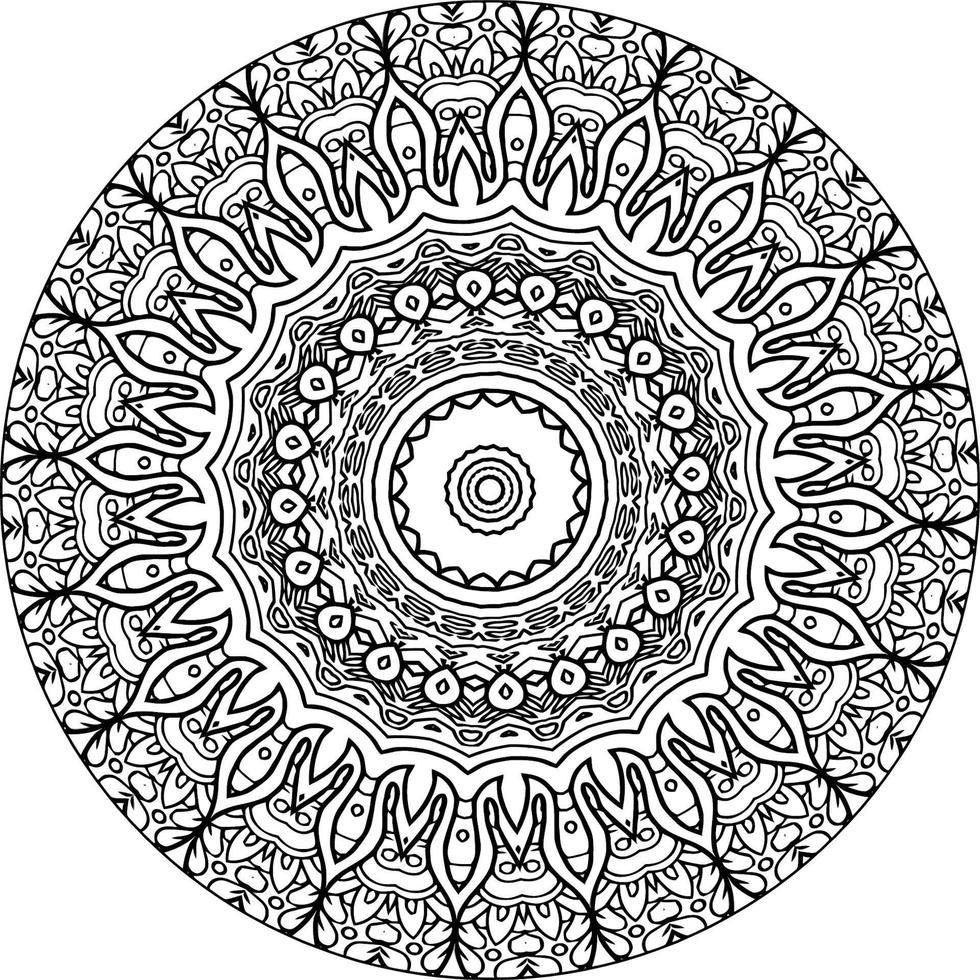 einfach kreisförmig Muster im bilden von Mandala zum Henna, mehndi, Tätowierung, Dekoration. dekorativ Ornament im ethnisch orientalisch Stil. Färbung Buch Seite zum Kinder. Jahrgang dekorativ Elemente vektor