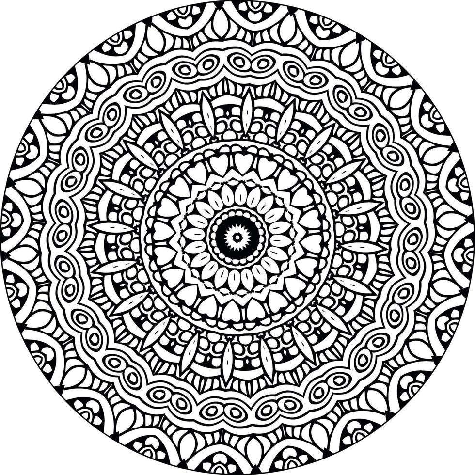 Mandala-Malbuchkunst, Tapetendesign, Fliesenmuster, Hemd, Grußkarte, Aufkleber, Spitzenmuster und Tätowierung. Dekoration für die Innenarchitektur. Vektor ethnische orientalische Kreisverzierung. Hintergrund