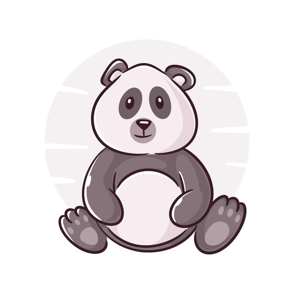 söt bebis panda översikt teckning vektor