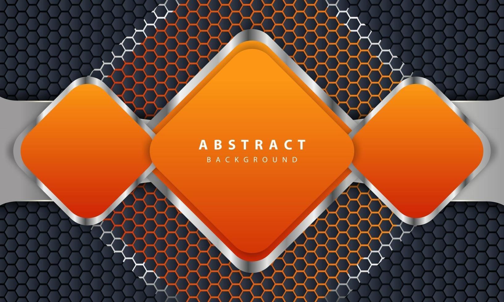 orange Hintergrund mit 3D-Stil. rechteckiger Hintergrund mit einer Kombination aus Sechseck und Silberlinien. vektor