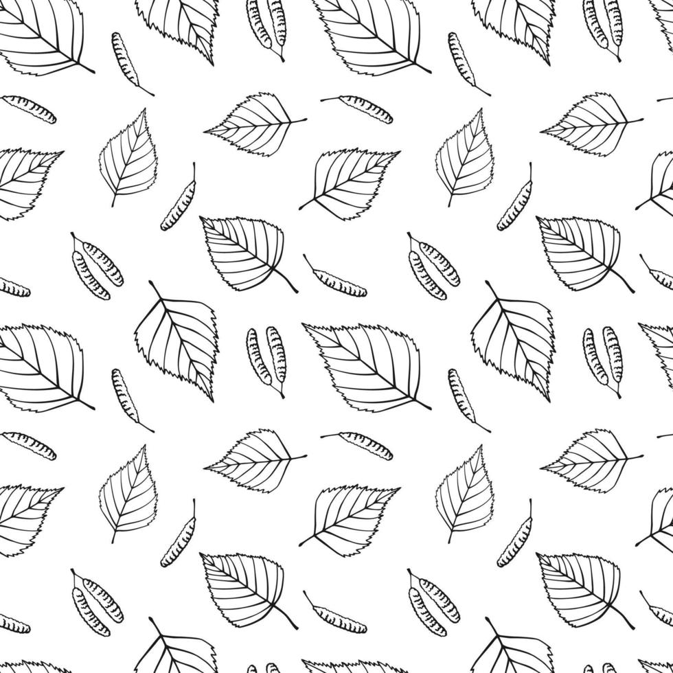 nahtloses muster mit herbstbirkenblättern. Herbstferien Hintergrund. hand gezeichnete vektorillustration. vektor