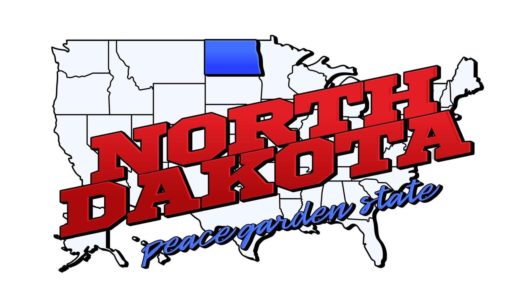 Vektorillustration mit uns Norddakota-Staat auf amerikanischer Karte mit Beschriftung vektor