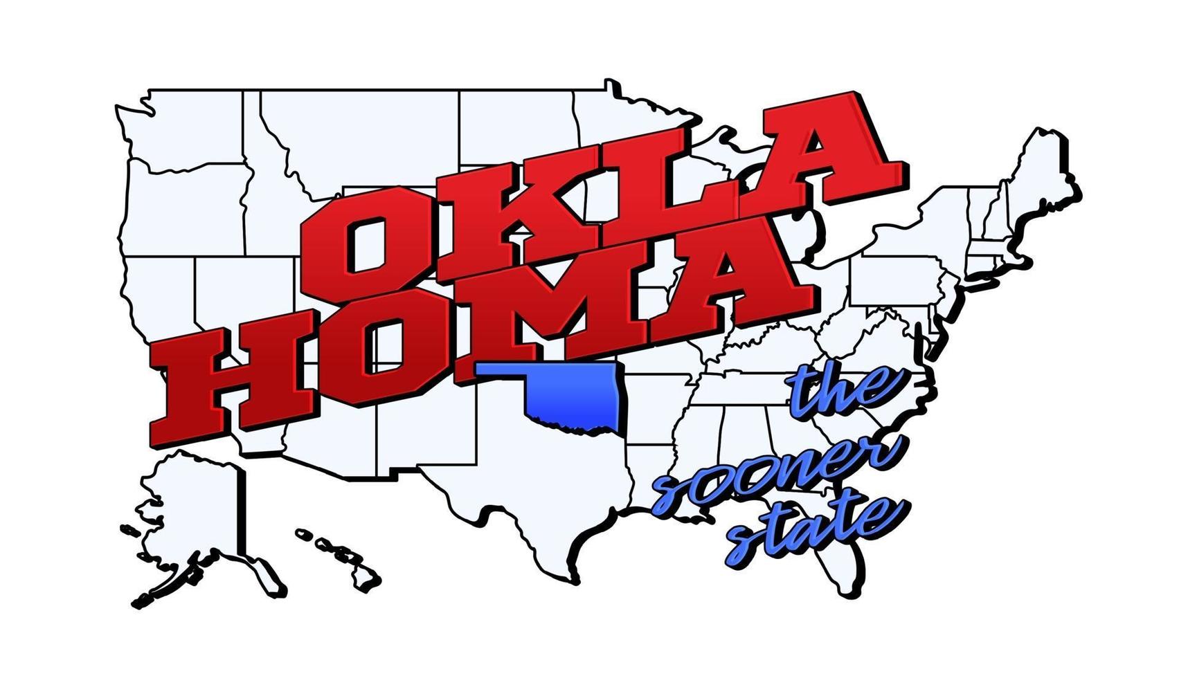 Vektorillustration mit uns Oklahoma State auf amerikanischer Karte mit Beschriftung vektor