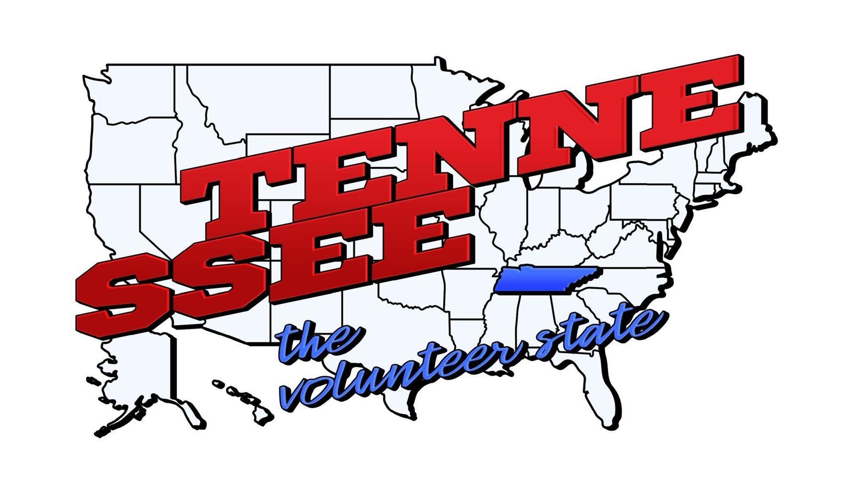 vektorillustration mit uns tennessee state auf amerikanischer karte mit beschriftung vektor