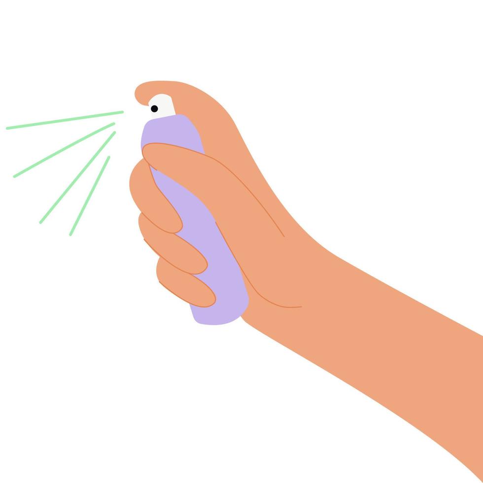 frånstötande spray i en lila flaska. skydd mot myggor, fästingar och Övrig insekter. aerosol till förhindra insekt biter. vektor