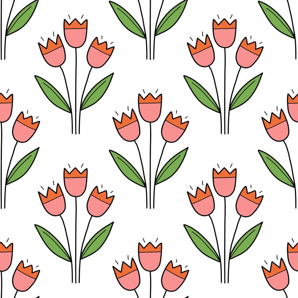 Tulpe Frühling nahtlos Muster Vektor Gekritzel Illustration