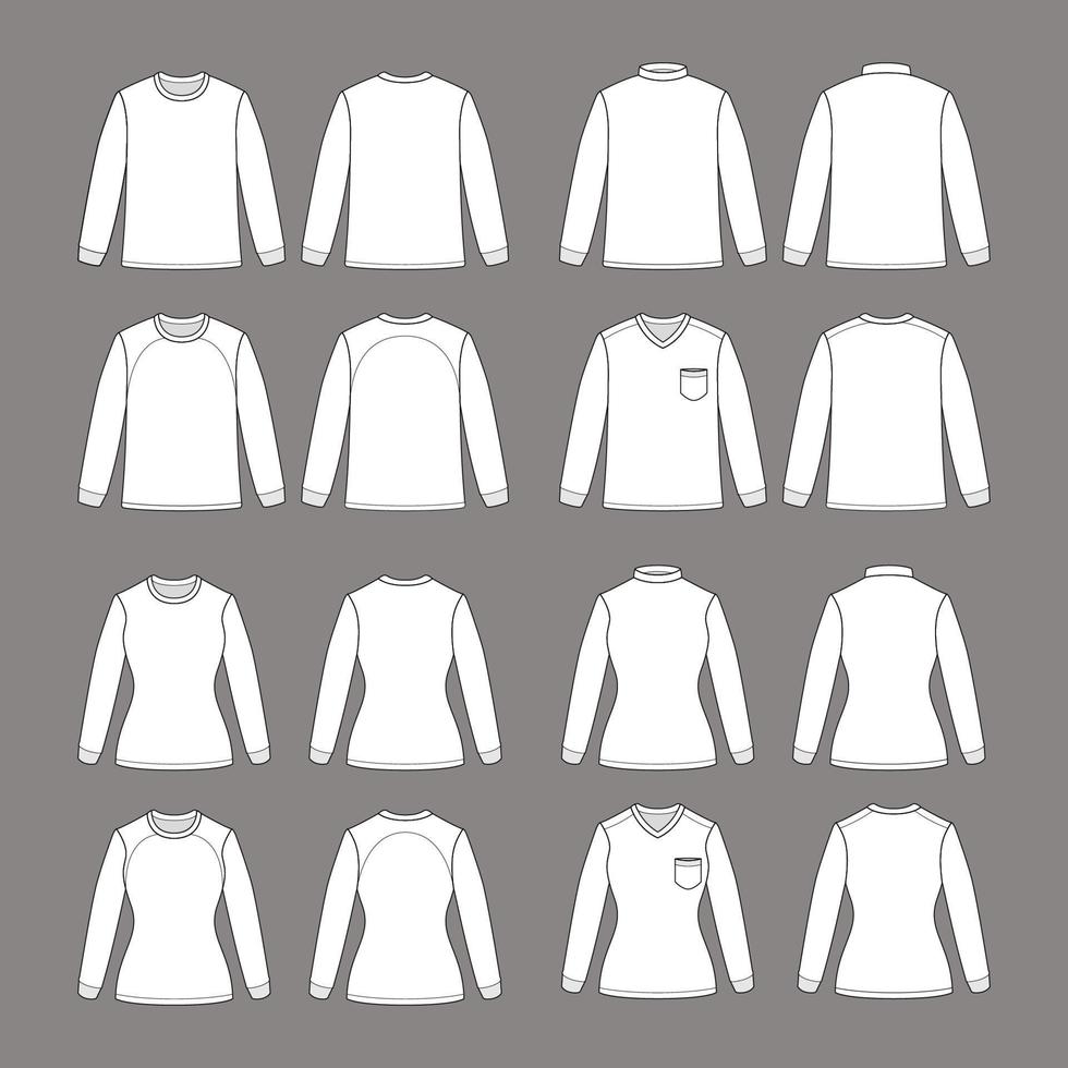 viele Arten von T-Shirts Gliederung zu wählen vektor