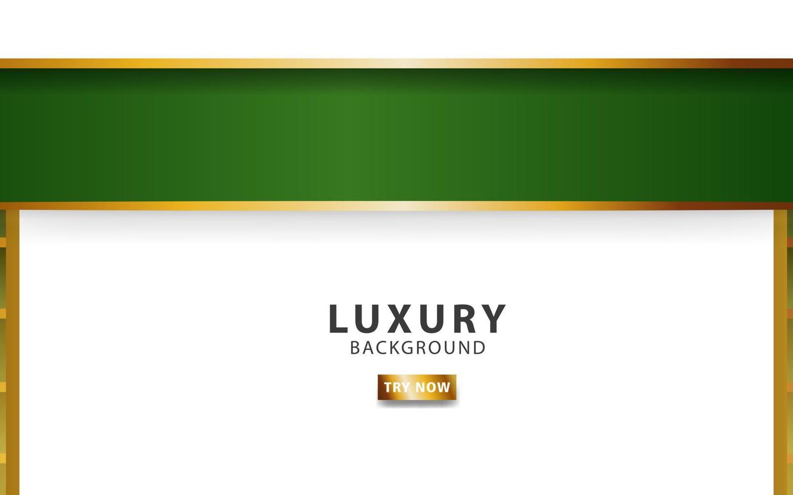 Luxus abstrakt Prämie Grün und Weiß Vektor Hintergrund Banner mit Gold Linie .Überlappung Schichten mit Papier Wirkung. realistisch Licht bewirken auf geometrisch texturiert Muster.