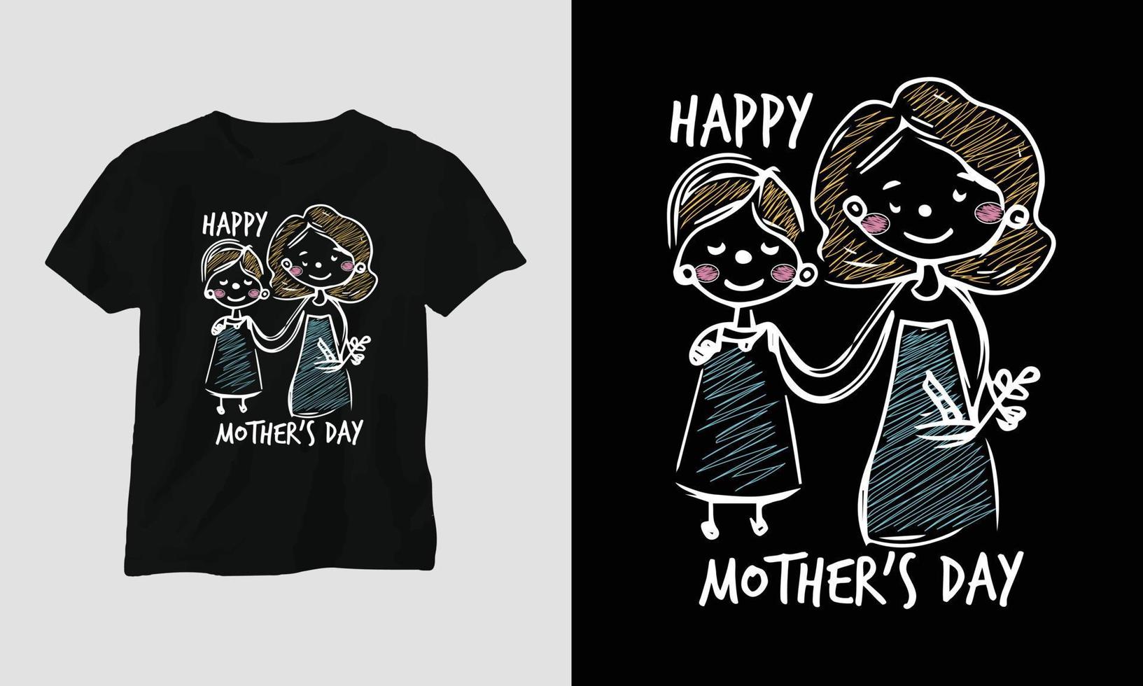 glücklich Mütter Tag T-Shirt Design Konzept vektor