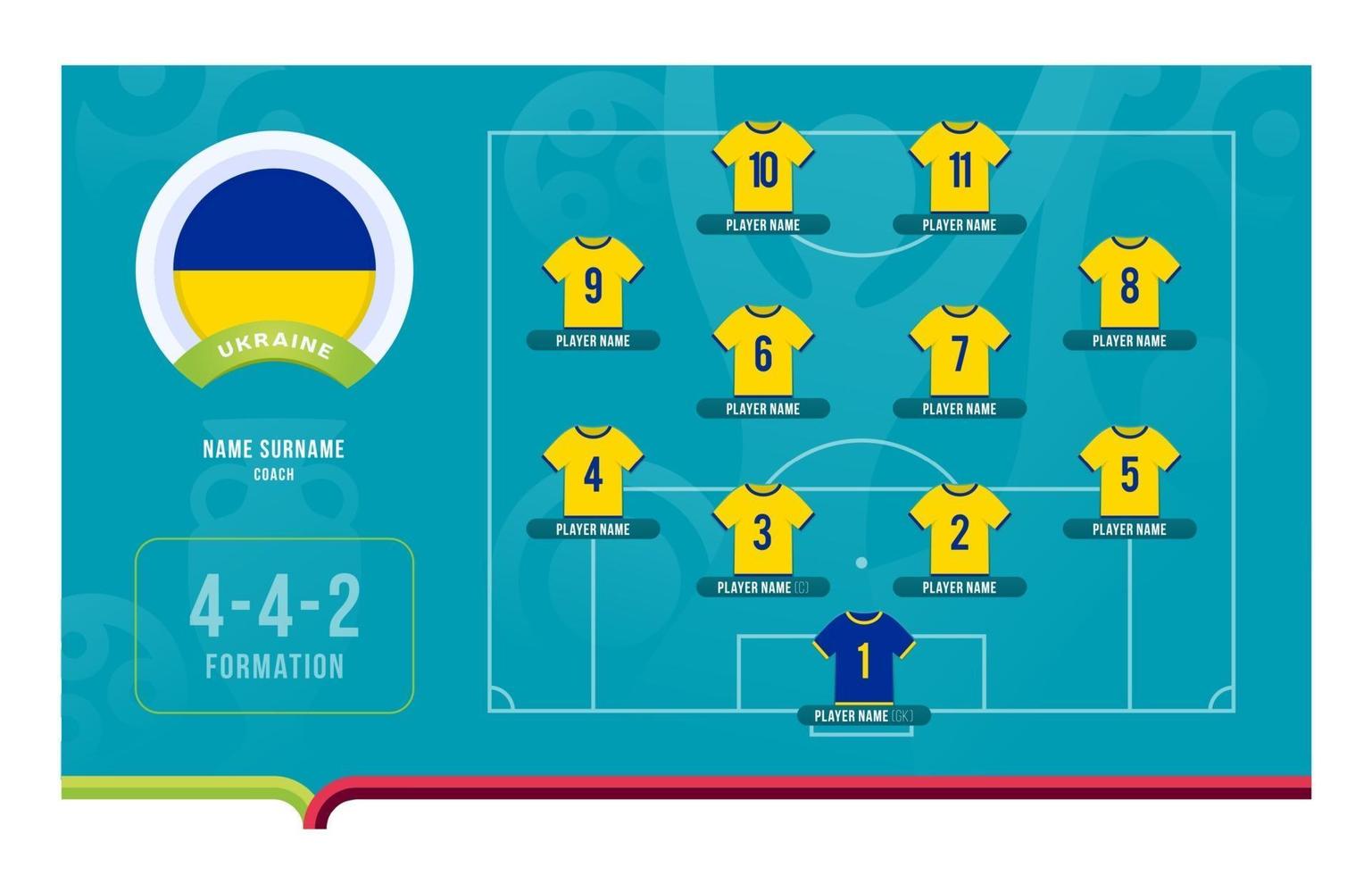 Ukraina line-up fotbollsturnering slutstadiet vektorillustration vektor