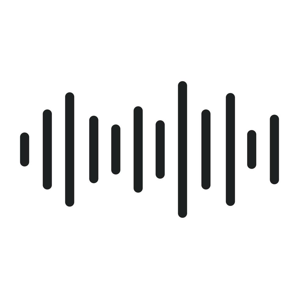schwarz Klang Welle. Musik- Audio- Frequenz, Klang Linie Welle, elektronisch Radio Signal, Volumen Niveau Symbol. Vektor Kurve Radio Wellen
