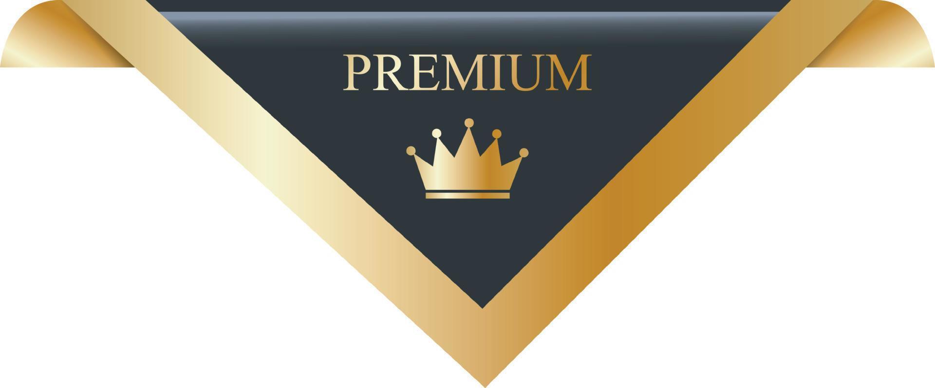 schwarz und Gold 3d Bänder, Symbol Prämie VIP, Qualität mit Ornament Könige und Sterne Vektor Illustration