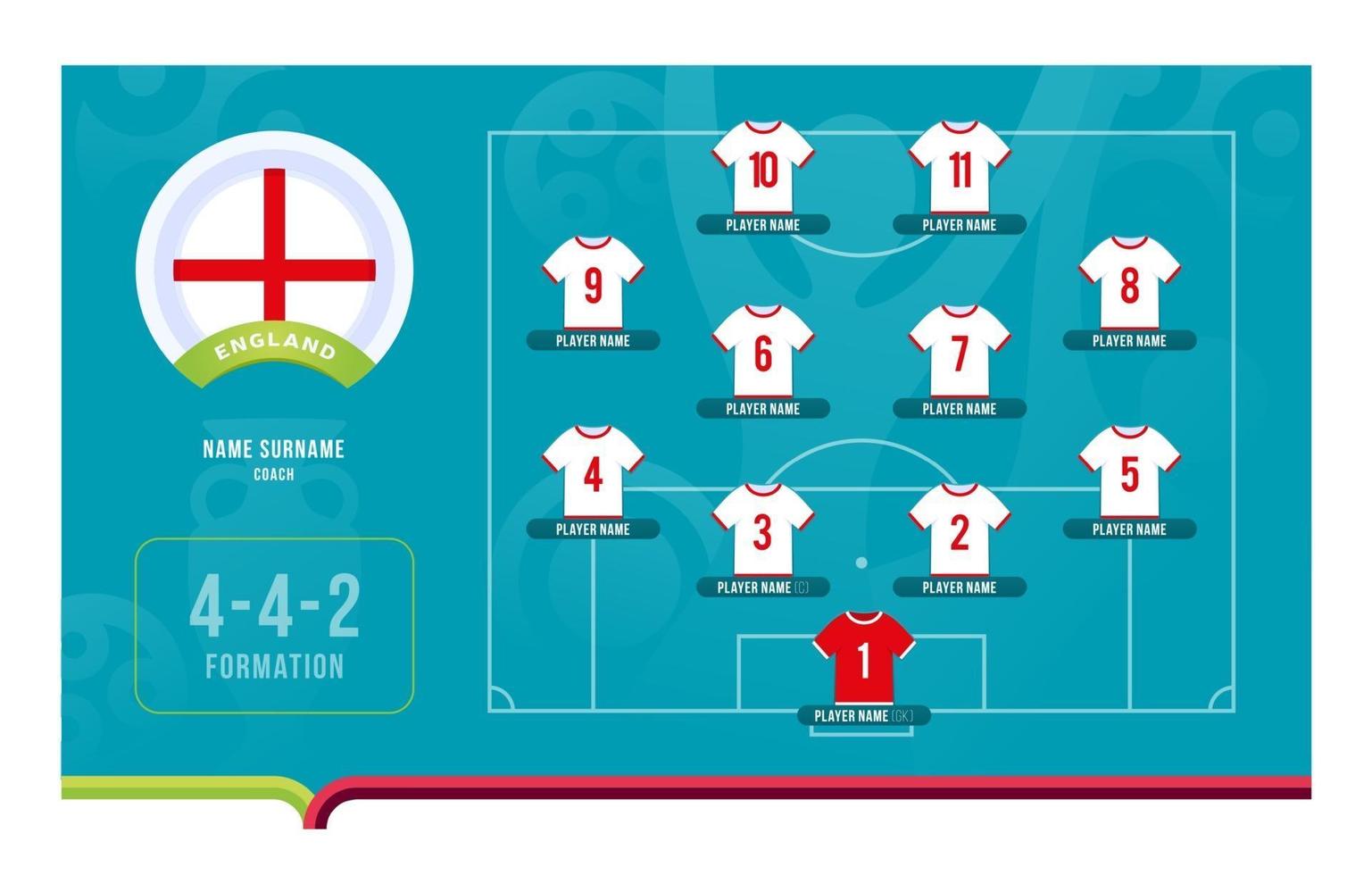 England Line-Up Fußballturnier Endstufe Vektor-Illustration vektor