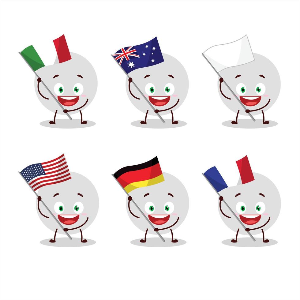volley boll tecknad serie karaktär föra de flaggor av olika länder vektor