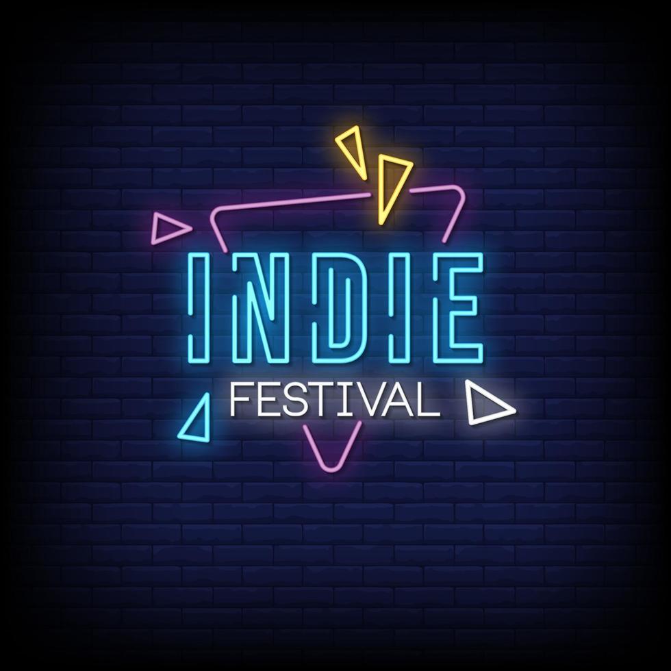 indie festival neonskyltar stil text vektor
