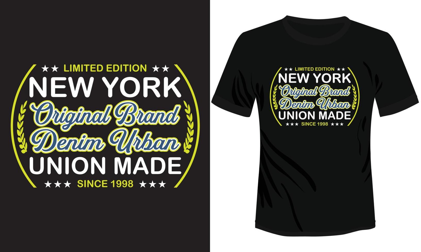 Neu York Original Marke Denim Union gemacht T-Shirt Design vektor