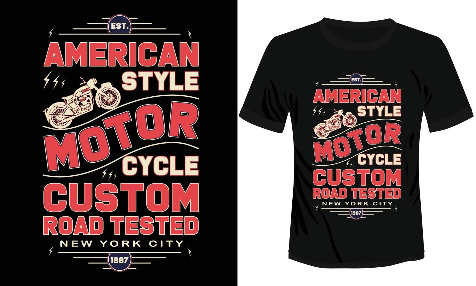 amerikan stil motor cykel beställnings- väg testade t-shirt design vektor design