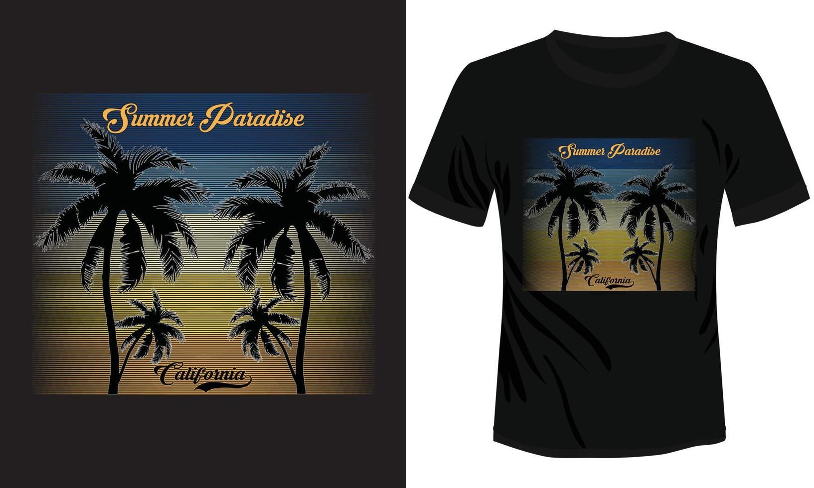 Sommer- Paradies Kalifornien T-Shirt Design Vektor Illustration