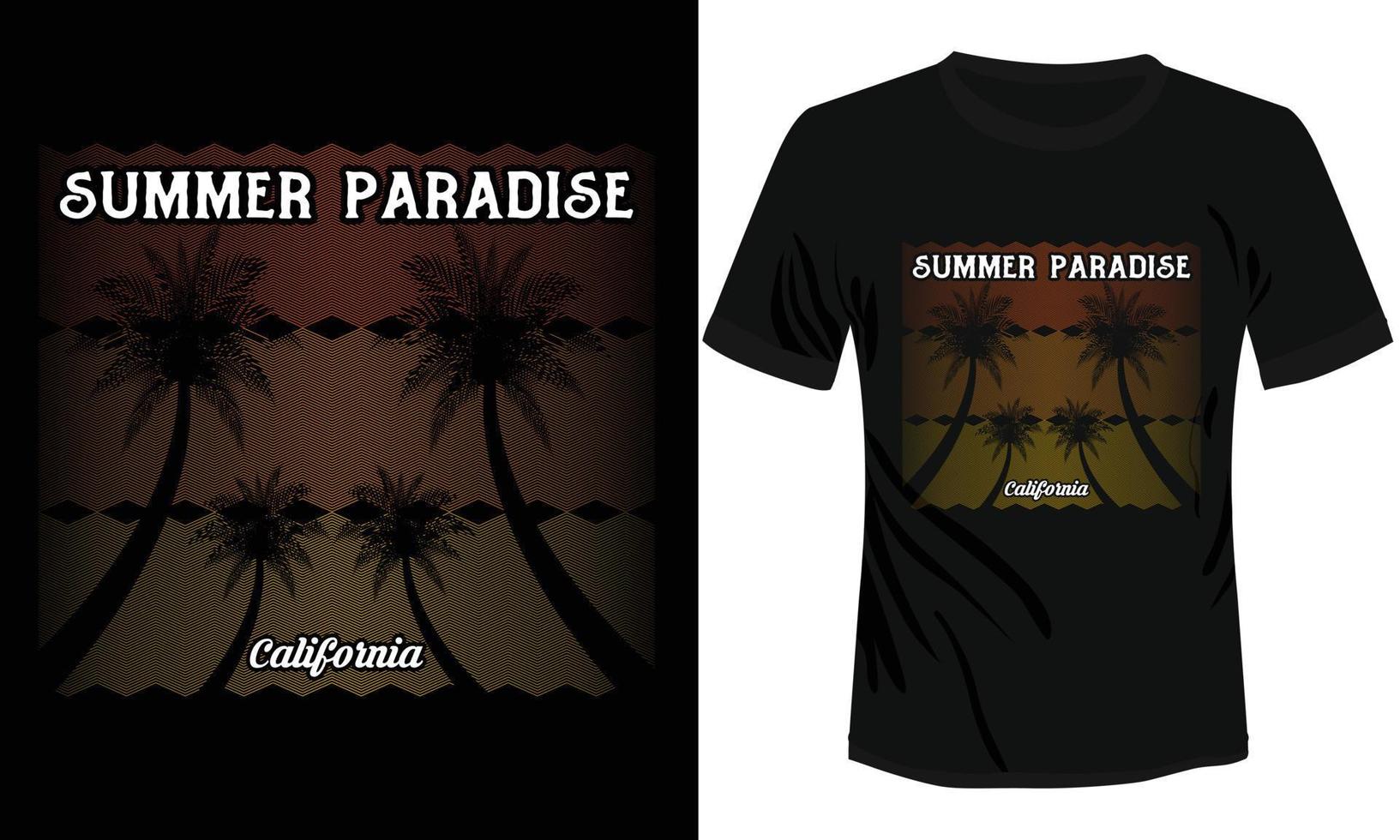 Sommer- Paradies Kalifornien T-Shirt Design Vektor Illustration