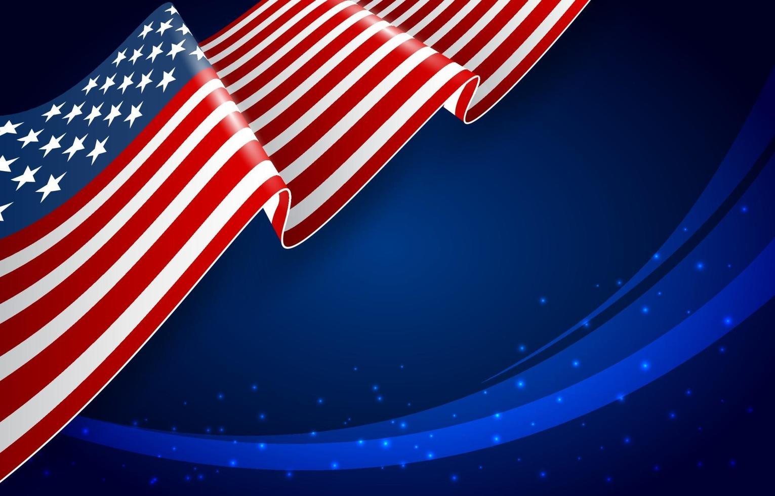 amerikanische Flagge mit dunkelblauem Hintergrund vektor