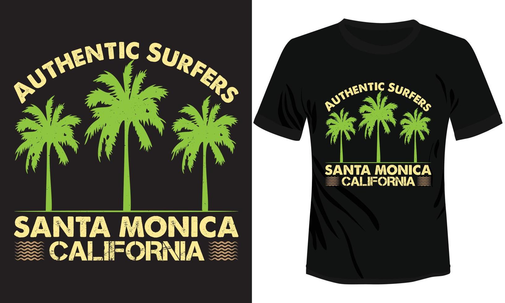 authentisch Surfer Santa Monica Strand Kalifornien T-Shirt Design vektor