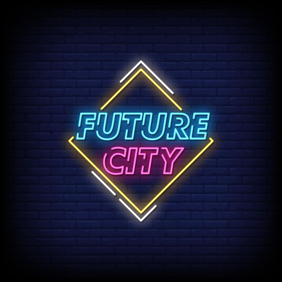 framtida stads neonskyltar stil text vektor