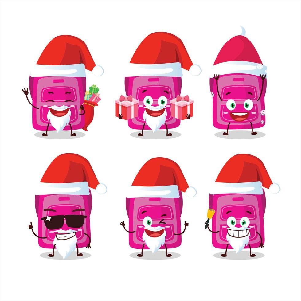 Santa claus Emoticons mit Rosa Schule Tasche Karikatur Charakter vektor