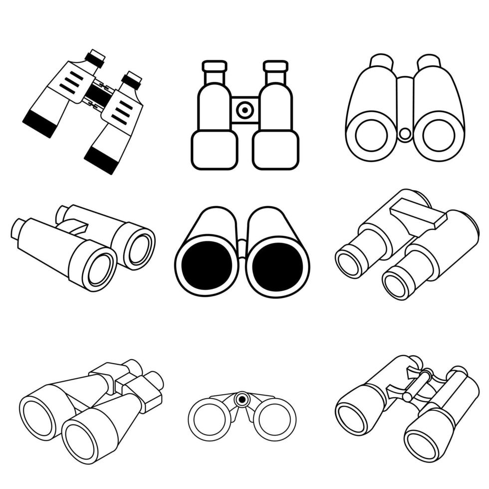 Fernglas Symbol Vektor Satz. aussehen sehen Illustration Zeichen Sammlung. Glas Symbol oder Logo.