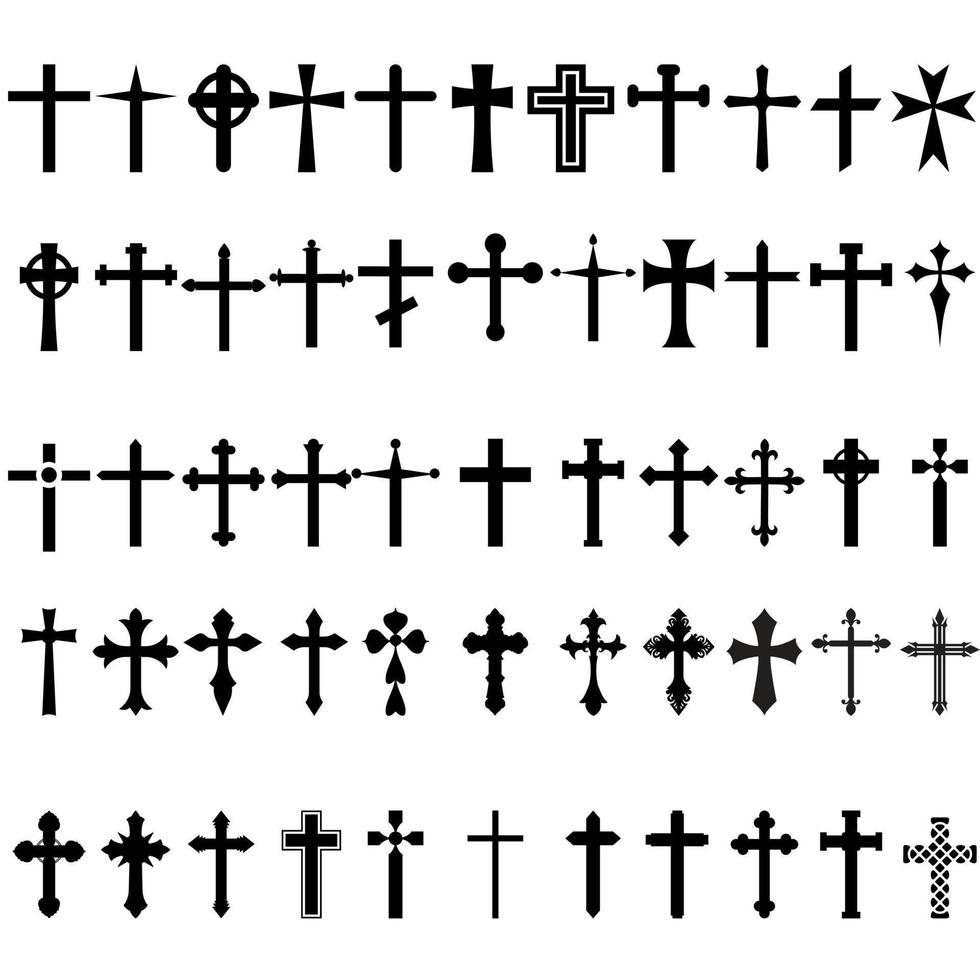 Kreuz Symbol Vektor Satz. Religion Illustration Zeichen Sammlung. Kirche Symbol. Jesus Logo.