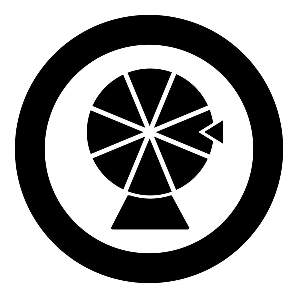 Rad von Vermögen Glücklich Roulette Spinnen Spiel Chance Konzept Symbol im Kreis runden schwarz Farbe Vektor Illustration Bild solide Gliederung Stil