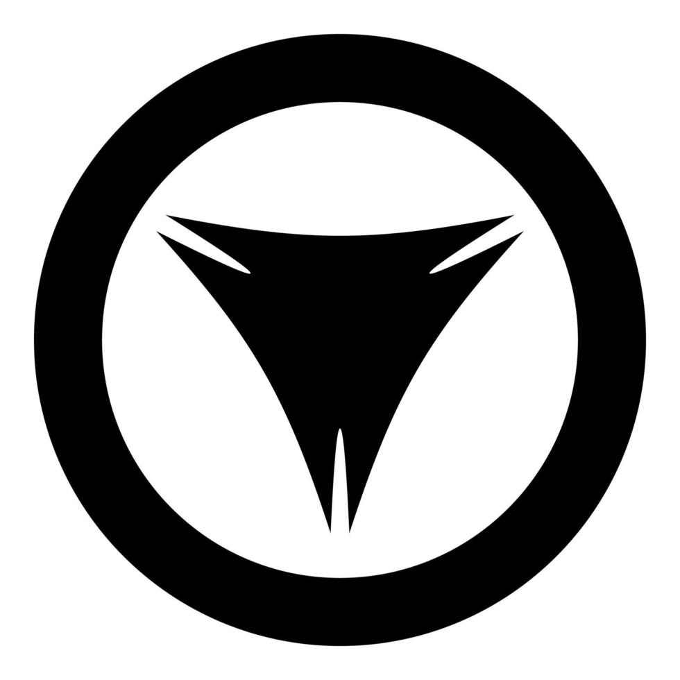 triangel abstrakt form för baner superhjälte tecken ikon i cirkel runda svart Färg vektor illustration bild fast översikt stil