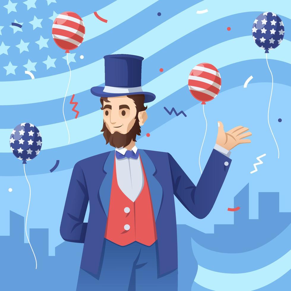 Abraham Lincolns dag med konfetti och ballonger vektor