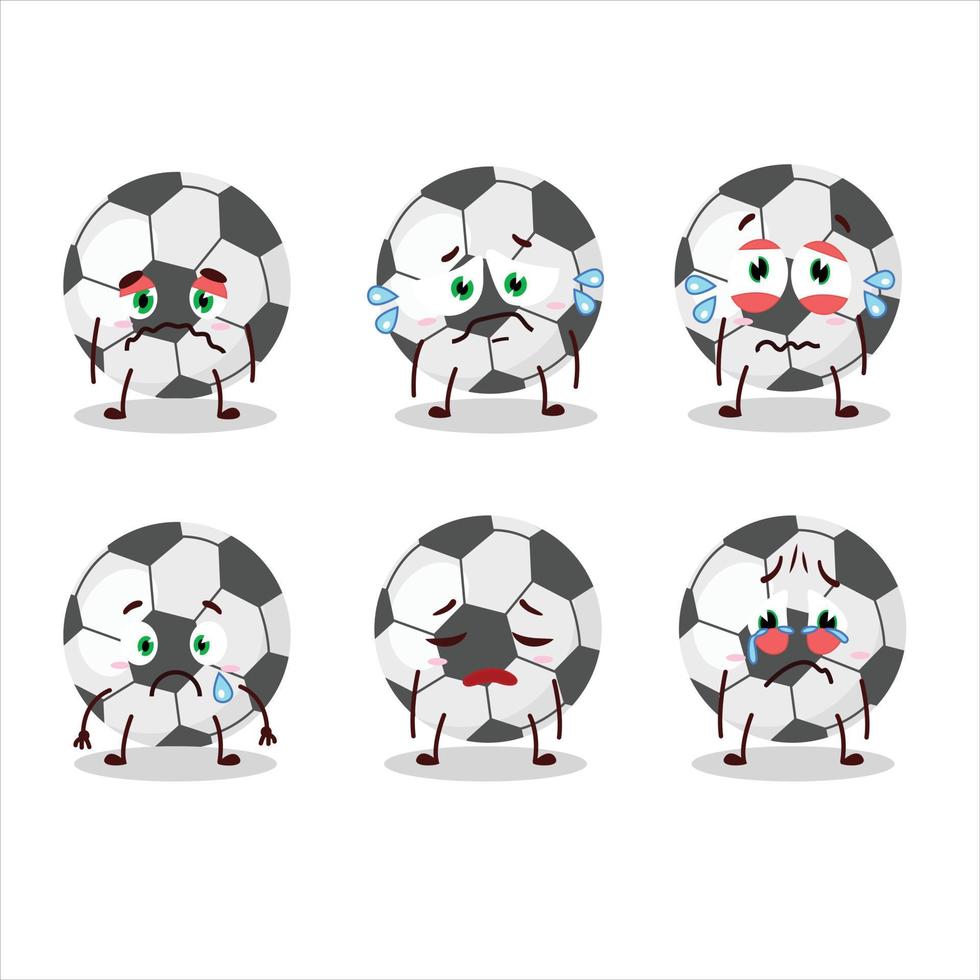 fotboll boll tecknad serie karaktär med ledsen uttryck vektor