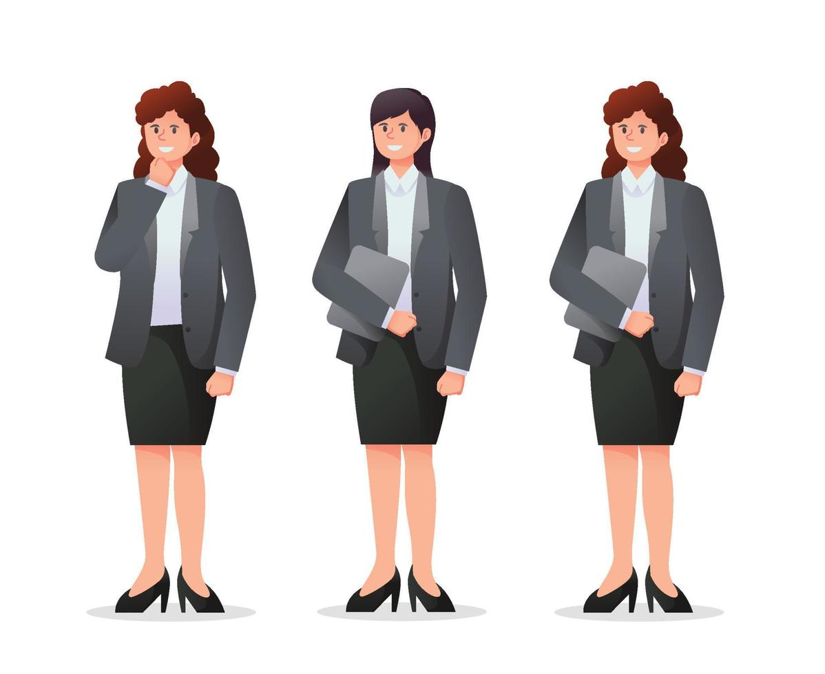 uppsättning av kvinna i kostym. företag kvinna illustration vektor