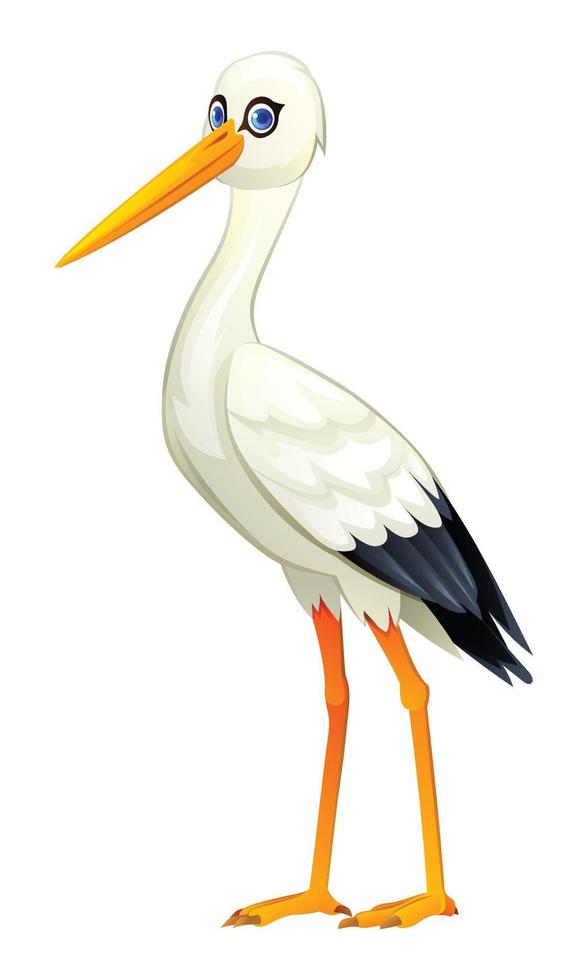 söt stork tecknad serie illustration isolerat på vit bakgrund vektor