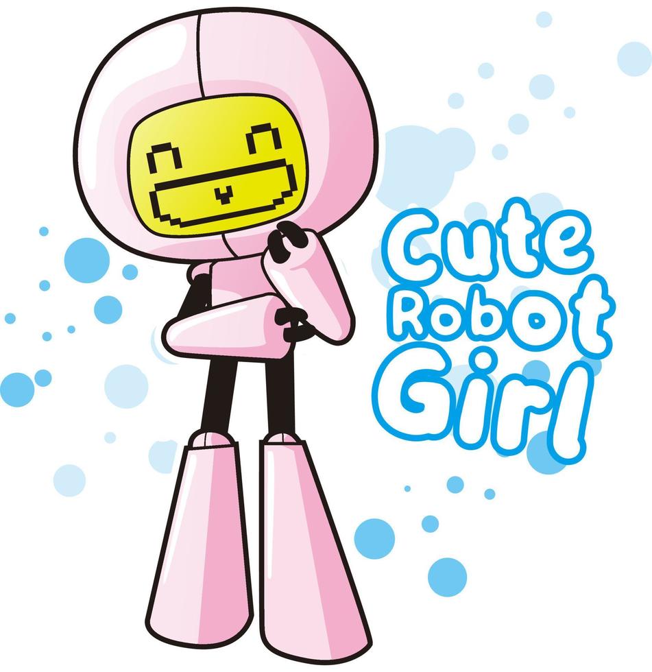 süß Roboter Mädchen Jahrgang T-Shirt Design editierbar Vektor