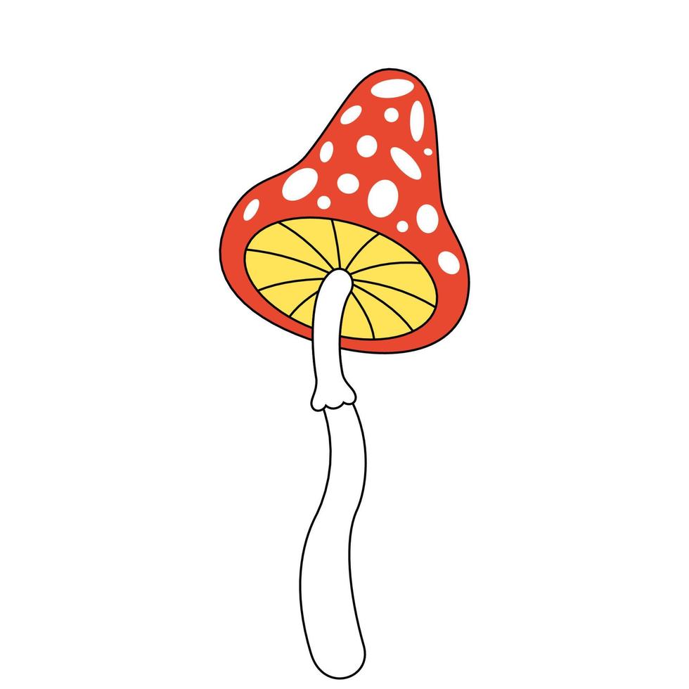 retro häftig trippy svamp. hippie psychedelic flyga agaric svamp. hippie paddsvamp. årgång tecknad serie hallucinogena fantasi amanita. trendig y2k pop- kultur design. isolerat vektor eps element