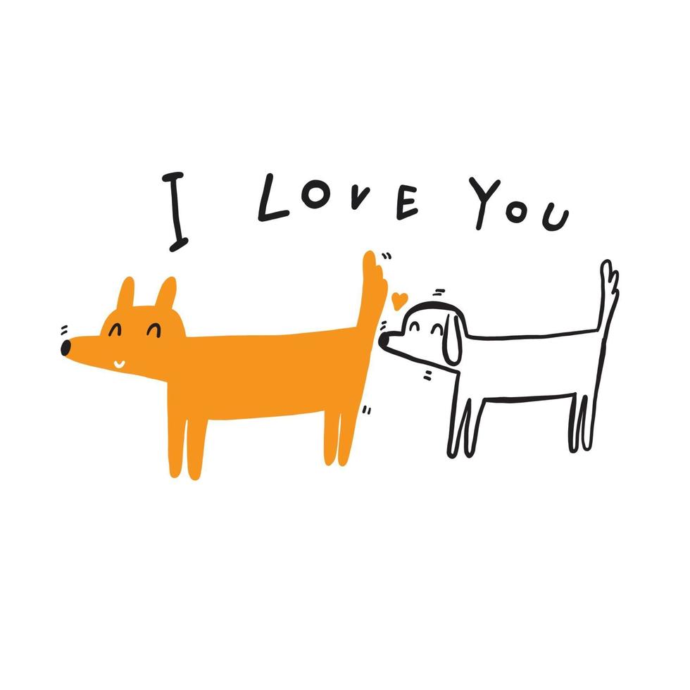 Illustration von Hunden, die Liebe zeigen, Illustration eines Strichgrafik-Gekritzelstils vektor