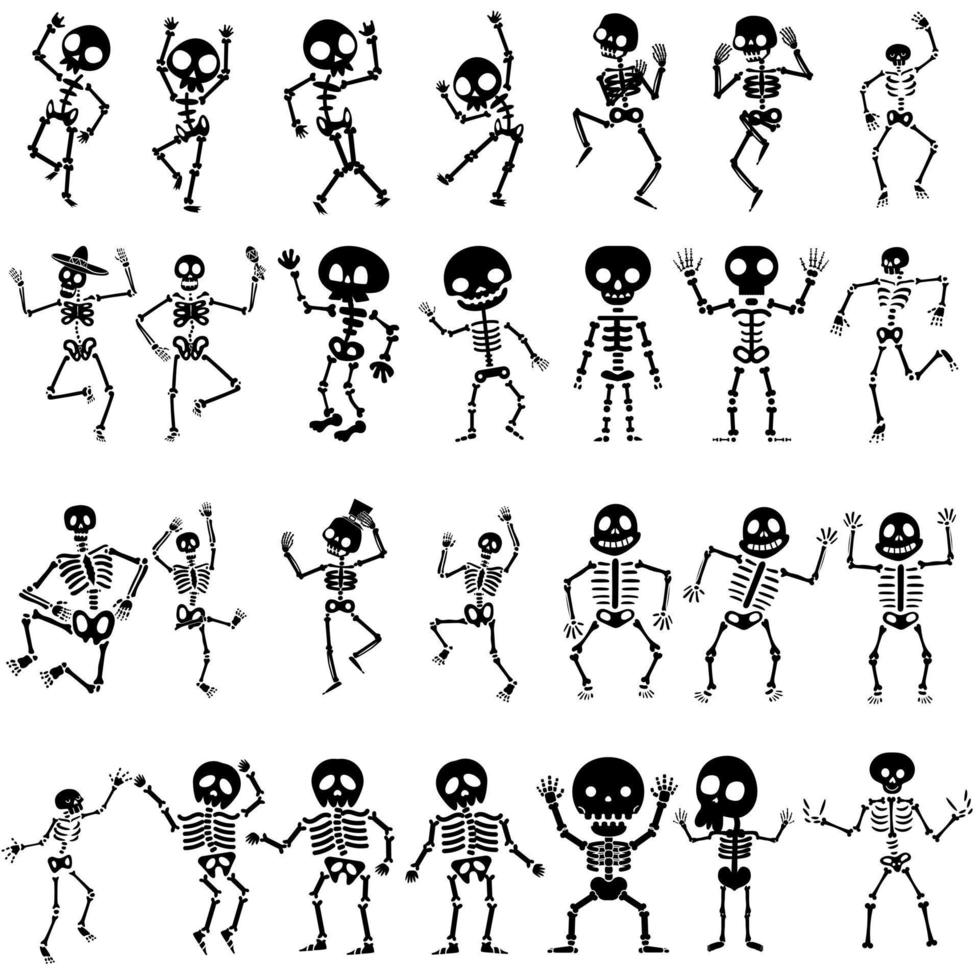 Skelett Symbol Vektor Satz. Halloween Illustration Zeichen Sammlung. Tod symbol.k