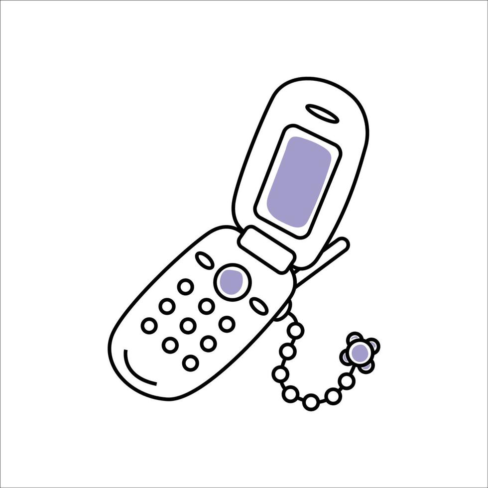 Hand gezeichnet Vektor Illustration Flip Telefon 90er.