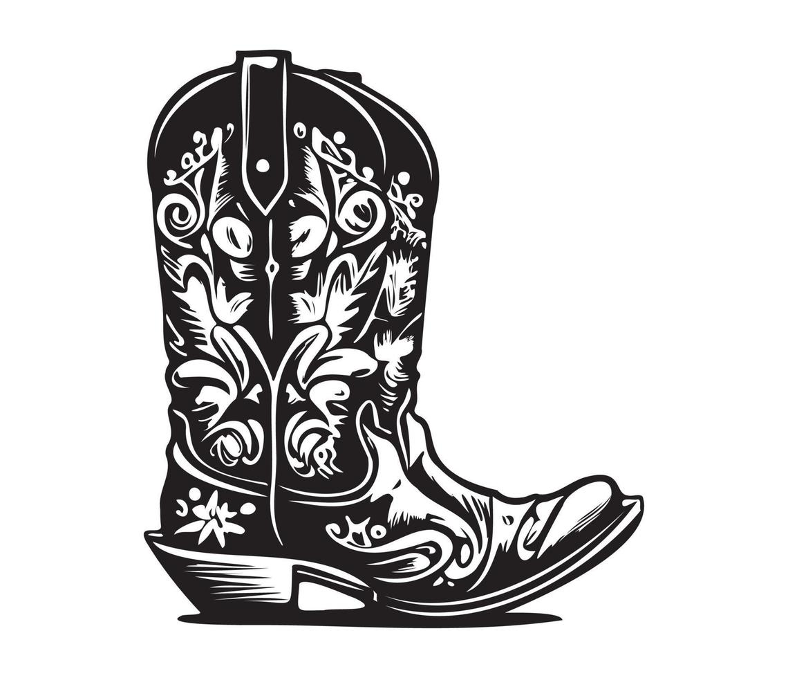 Cowboy Stiefel, Cowgirl Stiefel Vektor schwarz Grafik Illustration