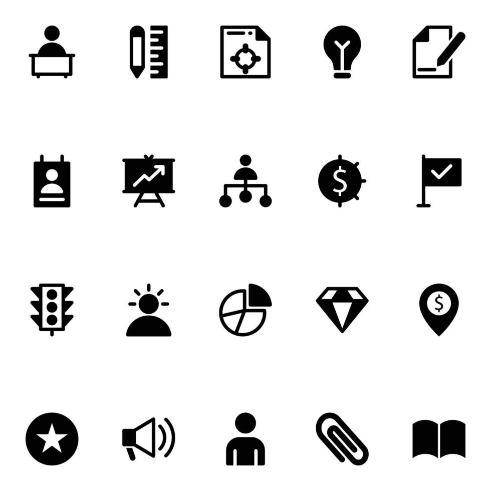 glyf ikoner för projekt förvaltning. vektor