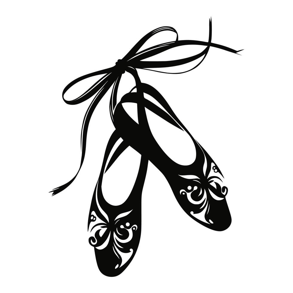 elegant balett skor med rosett band. svartvit vektor illustration, perfekt för dansa studio, balett klasser, och danskläder mönster.