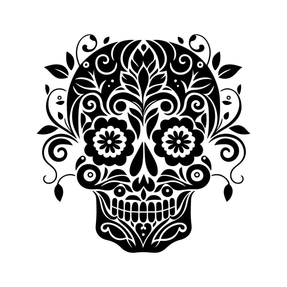 beschwingt Tag von das tot Zucker Schädel tätowieren im Vektor Illustration. perfekt zum Tätowierungen, T-Shirts, Poster, und dia de los Muertos-Thema Entwürfe.