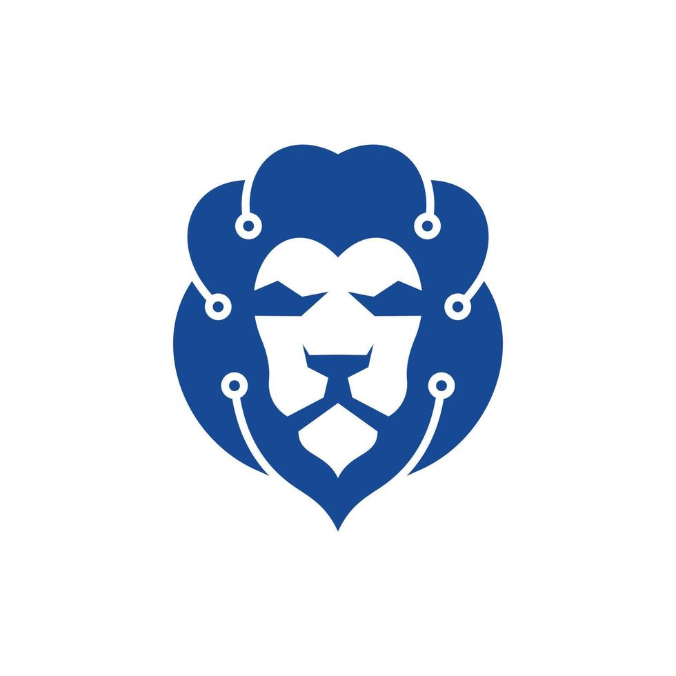 djur- lejon ansikte tech modern logotyp vektor