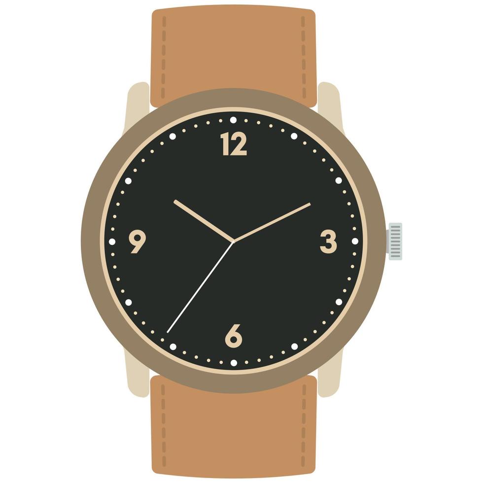 klassisch Design mechanisch Armbanduhr isoliert auf Weiß Hintergrund. Uhr Gesicht mit Stunde, Minute und zweite Hände. Vektor Illustration.