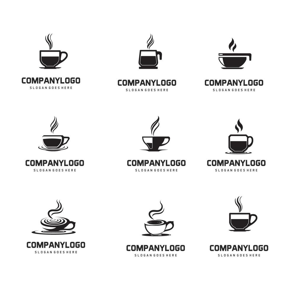 einstellen von Kaffee Tasse Logo Vektor Symbol