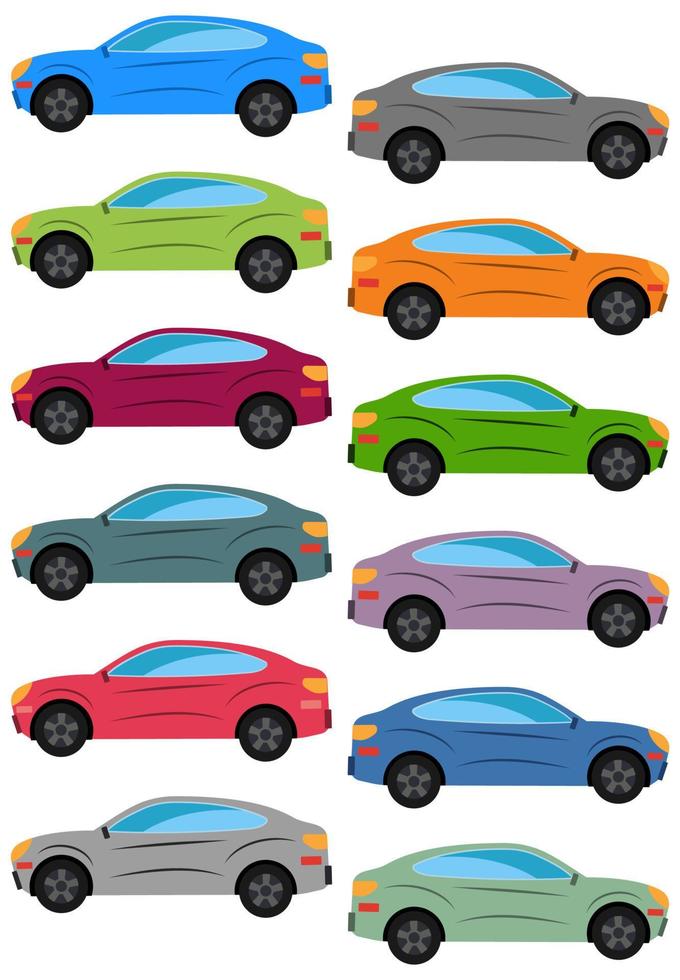 uppsättning av flerfärgad bil. isolerat vektor illustration.