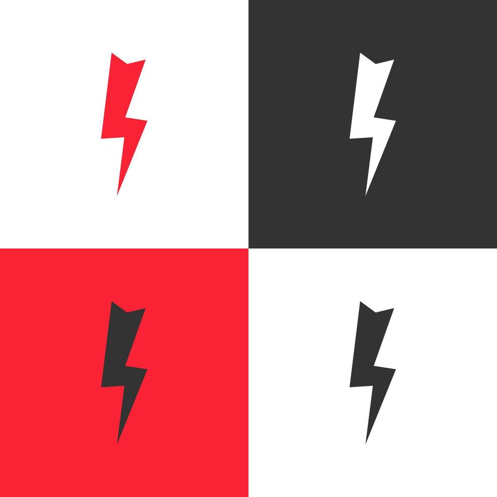 blixt- ikon. uppsättning av fyra blixt- ikon på annorlunda bakgrunder. vektor illustration.
