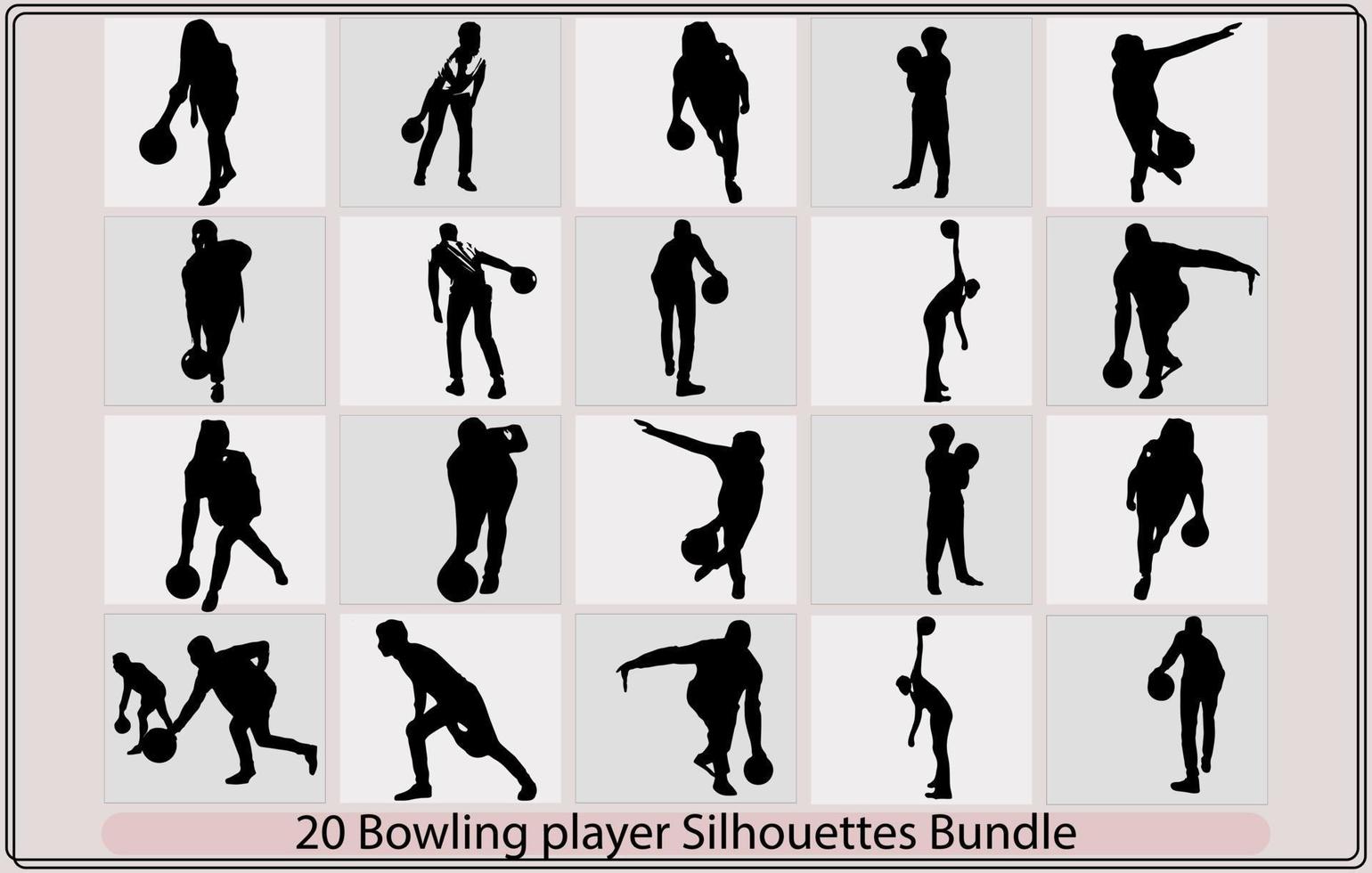 bowling sport spelare män och kvinnor utgör tecknad serie grafisk vektor, illustration av man spelar bowling, bowling människor silhuetter vektor